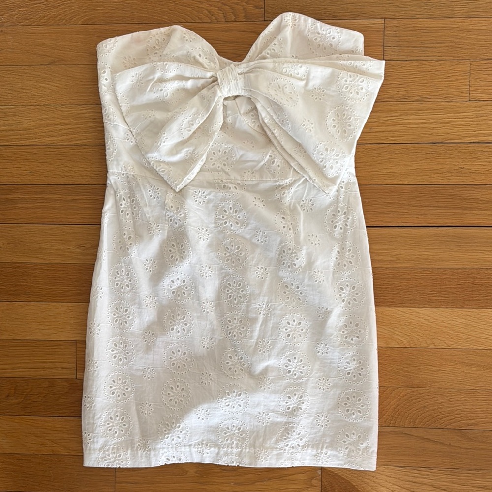 White Eyelet Hutch Strapless Mini Dress Size 6